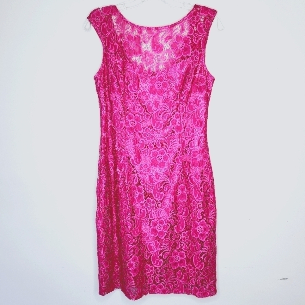 LE CHATEAU Pink Lace & Satin Dress Size Medium Made in Canada 🇨🇦